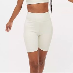 Year of Ours x Bandier Ribbed Bike Shorts in White